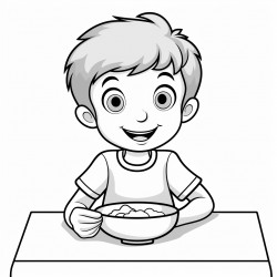 child eating with their right hand without eyes