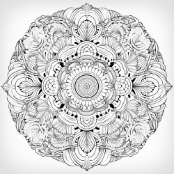 create a coloring page featuring the word happiness in a vibrant intricate mandala style