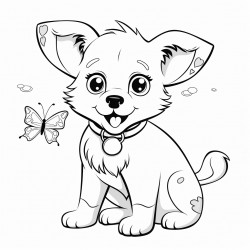 dog play with butterfly
