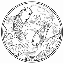 2 koi fish swimming in circle