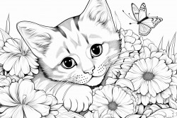 kitten with suflowers