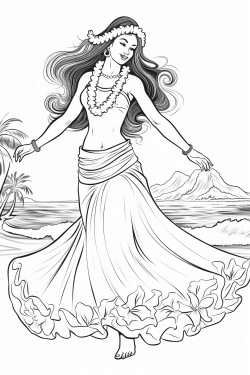 authentic hawaiian hula dancer dancing on hawaiian beach