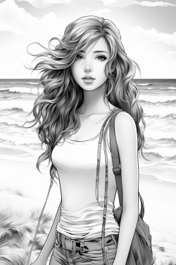 girl of the beach coloring page