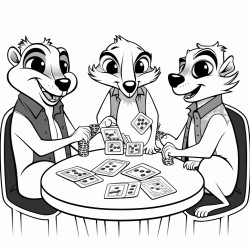 4 meerkats playing poker