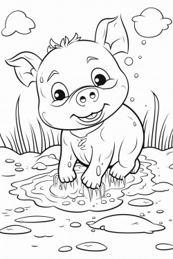 a little piggy playing in the mud