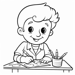a young boy painting