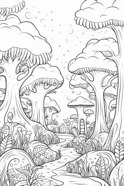 a magical forest with enchanted trees