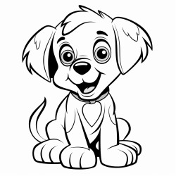 a cut puppy in smiile in bold and clear line