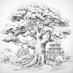 trees カラーリングページ
