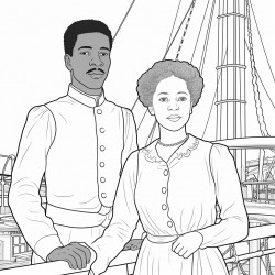 young african american lightskin young woman and man on a ship in the 1800s
