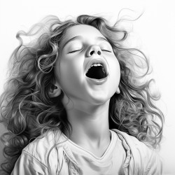 little girl yawning