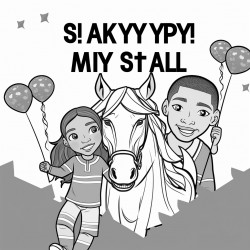 a coloring page that says happy 4th birthday skylar in the middle with unicorns