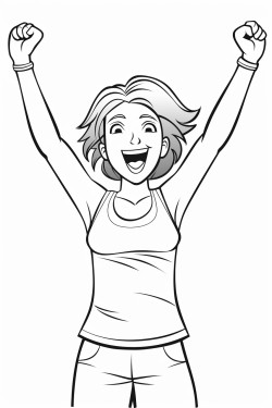 woman in tank top waving