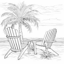 two chair infront of beach with palm trees