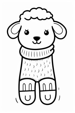 a cute warm wool socks  coloring bookvector white background black and white black drawing