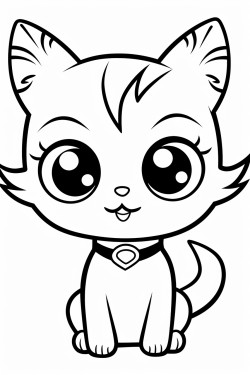 create anime kitty simple happy big eyes on a farm