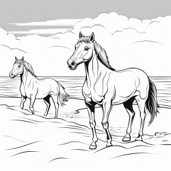 horses on the beach
