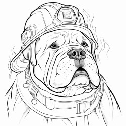 mean bulldog fire fighter cartoon