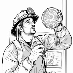 firefighter checking smoke detector
