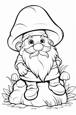 gnome sitting on a giant mushroom