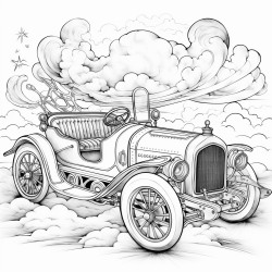 voiture qui vole dans le ciel toil