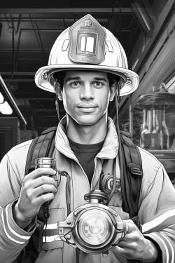 firefighter holding smoke detector