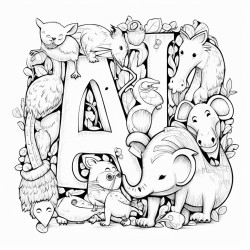 whimsical animals and alphabet