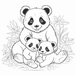 family cubs of panda