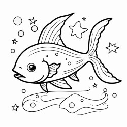 a catfish with a cometshaped tail swimming in a cosmic pond