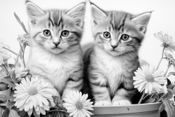 kittens helping in the garden