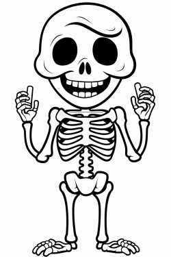 cute cartoon skeleton taking xray