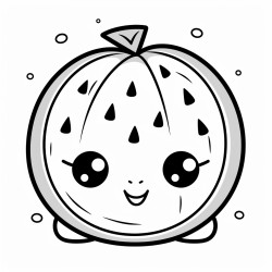 colouring book for adults a cute kawaii watermelon low detail thick lines no shading black and white marker line