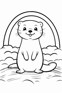 loutre avec arc en ciel