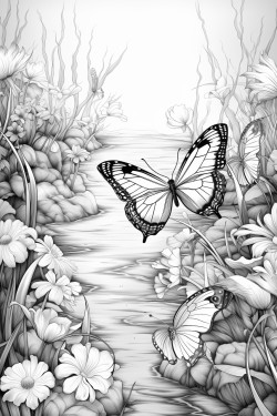 many butterfly on water and sand