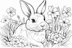 bunny rabbit in a field of flowers