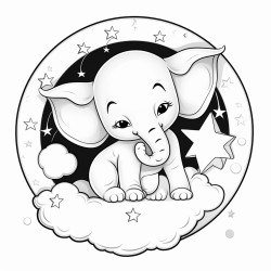hey baby elephant sleeping on the moon