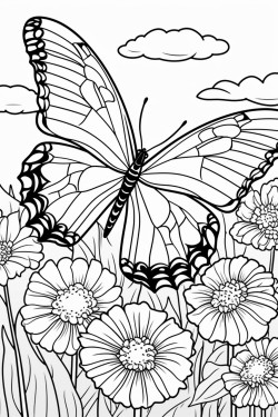 a colorful butterfly fluttering among vibrant flowers
