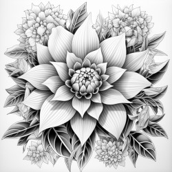 black dahlia flower geometric