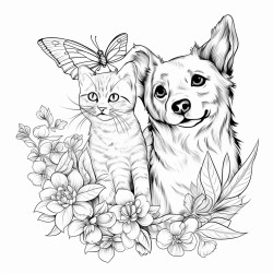 cat playing with dog