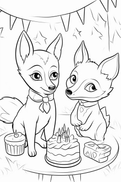un renard et une biche qui ftent leurs anniversaires