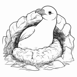 a cute icelandic great auk in its nest