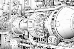 space design depicting an industrial machine planet