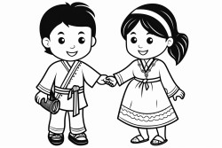hmong boy holding his moms hand