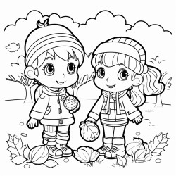 autumn coloring page for kids