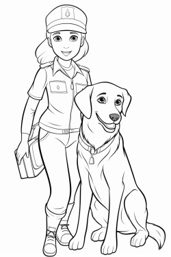 a female animal control officer with a labrador retriever that has big font animal control officer