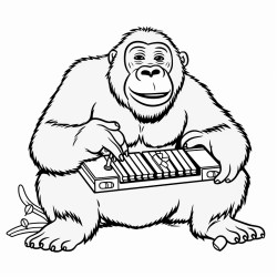 a gorilla playing the instrument a kalimba
