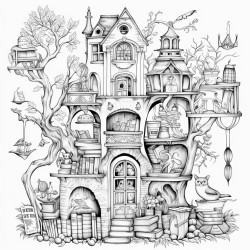 a magical world with books and animals