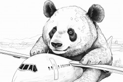 panda on a plane