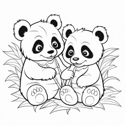 baby pandas eating bamboo