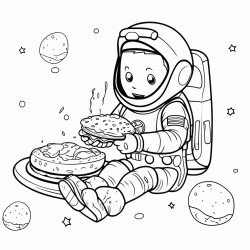 astronaut eating burger